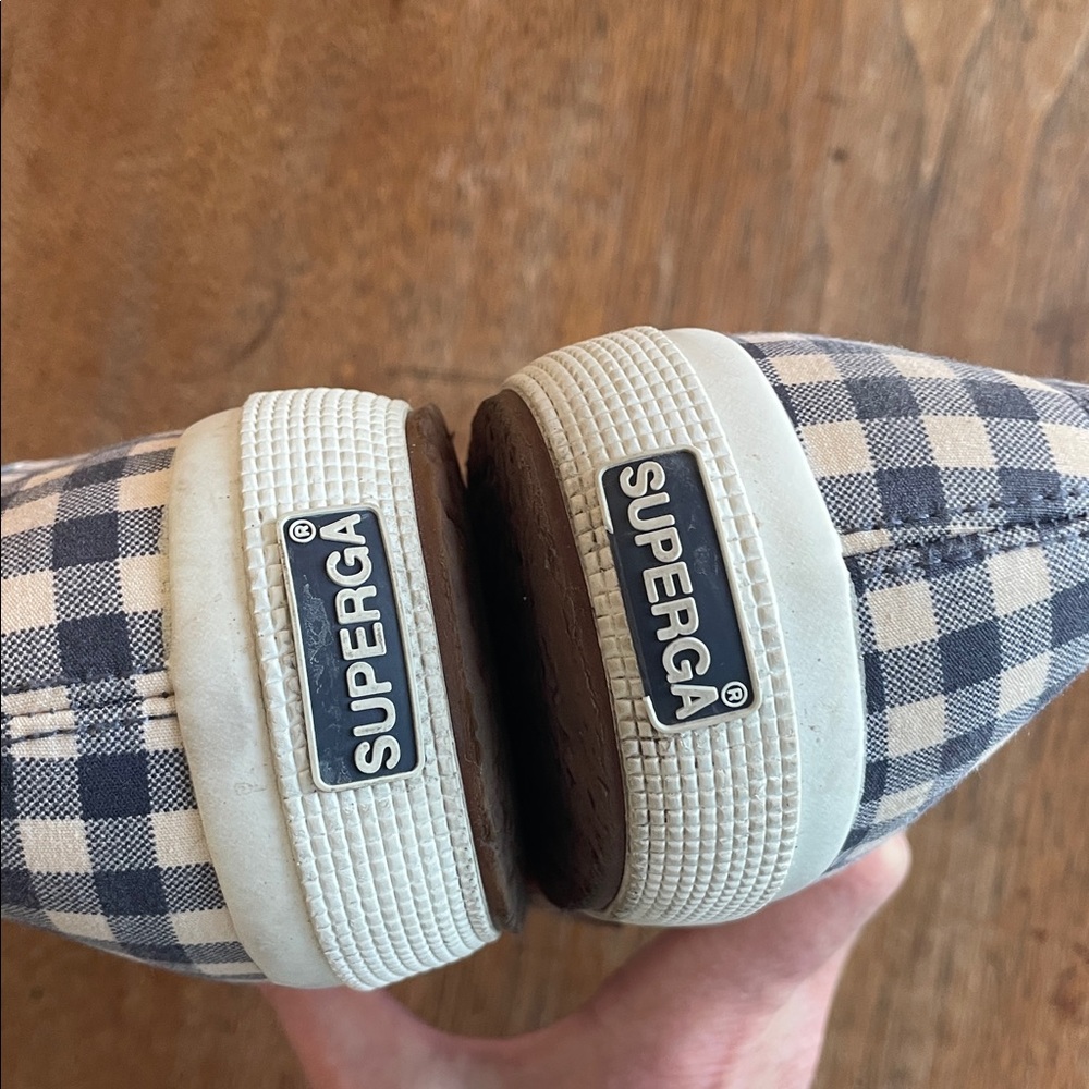 Superga Blue Gingham Sneakers GUC, Size 10 - Picture 4 of 10